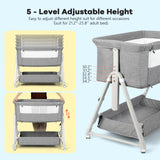 Cowiewie Baby Bassinet Bedside Portable Bassinet W/ Wheels Storage Travel Bag, for 0-6 Months, Light Gray