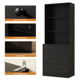 RichYa 71'' Tall Bookcase with 3 Drawers,3 Tier Display Bookshelves for Home Office,Living Room,White