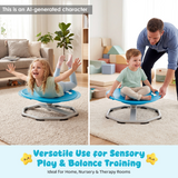 Cowiewie 360° Spinning Chair for Kids with Autism & ADHD, Metal Base Spin Chair with Safety Handles, Anti-Slip Strips, Vestibular Balance Training Chair for Toddlers Ages 3-8, 220 lbs Capacity