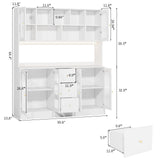 RichYa 64.4''H Kitchen Pantry Cabinet with RGB LED Light,3 Drawers Hutch Buffet Storage Cabinet with Glass Doors & Adjustable Shelves for Dining Room