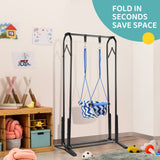 Slevoo 2-in-1 Baby Jumper and Toddler Swing Set with Portable Quick Foldable Stand, Easy Setup, Adjustable Strap, Soft Padded Seat, Blue