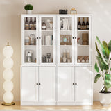 RichYa 4-Piece TV Stand for TVs up to 75”,Entertainment Center with Bookshelves for TVs,TV Stand Cabinets with 2 Drawers for Living Room,White