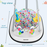 Slevoo Baby Doorway Jumper Baby Bouncer with Bumper, Two Jingle Rattles & Play Tray, Joyful Bubbles