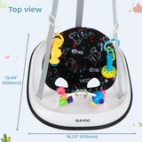 Slevoo Baby Doorway Jumper Baby Bouncer with Bumper, Two Jingle Rattles & Play Tray, Quiet Bear