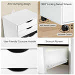 RichYa 5-Drawer Dresser with Caster Wheels, Chest of Drawers with Bottom Cabinet Storage,Storage Cabinet for Bedroom,Home Office (White)