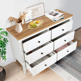 RichYa 6 Drawer Dresser for Bedroom,Chest of Drawers with Metal Knobs,Dresser for Closet,Wood