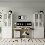 RichYa 71'' Tall White Bookshelf,5 Shelf Bookcase with Glass Door for Home Office