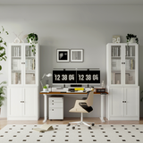 RichYa 71'' Tall White Bookshelf,5 Shelf Bookcase with Glass Door for Home Office