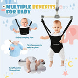 2 in 1 Baby Door Jumper, Adjustable Strap and Seat for 6-24 Months Infant Toddler,Black