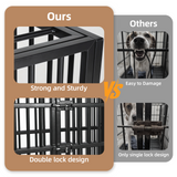 RichYa 42 inch Heavy Duty Indestructible Dog Crate, Escape-Proof Dog Crate Cage Kennel with 4 Lockable Wheels, High Anxiety Dog Crate with Double Door and Removable Tray Design, for Large Dogs
