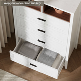 Richya 6 Drawer Dresser for Bedroom,Chest of Drawers with Open Storage Shelf,Modern Dresser for Closet,White + Walnut