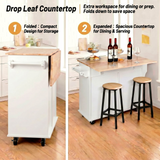 RichYa Kitchen Islands with Storage, Rolling Kitchen Cart with Drop Leaf and Lockable Wheels, Microwave Island Table for Kitchen, Living Room, White