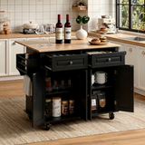 RichYa Kitchen Islands with Storage, Rolling Kitchen Cart with Drop Leaf and Lockable Wheels, Microwave Island Table for Kitchen, Living Room, White
