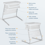 Cowiewie Baby Bassinets Bedside Sleeper, All Mesh Crib, Lightweight, 5 Height Adjustment, with Storage Bag