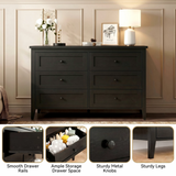 RichYa 6 Drawer Dresser for Bedroom,Chest of Drawers with Metal Knobs,Dresser for Closet,Black