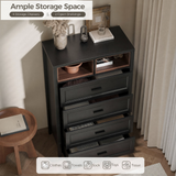 Richya 6 Drawer Dresser for Bedroom,Chest of Drawers with Open Storage Shelf,Modern Dresser for Closet,White + Walnut