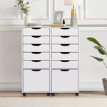 RichYa 5-Drawer Dresser with Caster Wheels, Chest of Drawers with Bottom Cabinet Storage,Storage Cabinet for Bedroom,Home Office (White)