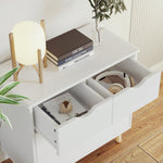 RichYa 4 Drawer Dresser for Bedroom Wood Storage Dresser White Sofa Table Nightstand Chest of Drawer