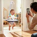 Slevoo Baby Doorway Jumper Baby Bouncer with Bumper, Two Jingle Rattles & Play Tray, Joyful Bubbles
