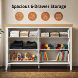 RichYa 6 Drawer Dresser for Bedroom,Chest of Drawers with Metal Knobs,Dresser for Closet,Wood