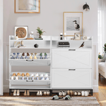 Shoe Cabinet with 2 Flip Drawers, Shoe Cabinet Storage for Entryway, Shoe Organizer for Entryway, Foyer, Hallway (White)