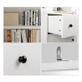 RichYa 71'' Tall White Bookshelf,5 Shelf Bookcase with Glass Door for Home Office
