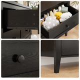 RichYa 6 Drawer Dresser for Bedroom,Chest of Drawers with Metal Knobs,Dresser for Closet,Black