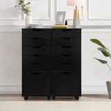 RichYa 5-Drawer Dresser with Caster Wheels, Chest of Drawers with Bottom Cabinet Storage,Storage Cabinet for Bedroom,Home Office (Black)