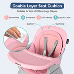 Richya 8 in 1 Baby High Chair for Babies, Toddler Dining Booster Seat, BPA Free PP Material, Pink