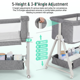 Cowiewie Baby Bassinet Bedside Portable Bassinet W/ Wheels Storage Travel Bag, for 0-6 Months, Dark Gray