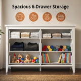 RichYa 6 Drawer Dresser for Bedroom,Chest of Drawers with Metal Knobs,Dresser for Closet,White