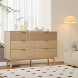 RichYa Fluted 6-Drawer Dresser for Bedroom, Chest of Drawers with Metal Handle,Wooden TV Stand for Living Room, Nursery