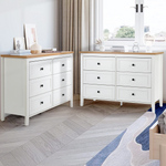 RichYa 6 Drawer Dresser for Bedroom,Chest of Drawers with Metal Knobs,Dresser for Closet,Wood