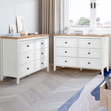 RichYa 6 Drawer Dresser for Bedroom,Chest of Drawers with Metal Knobs,Dresser for Closet,Wood