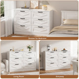 RichYa White Dresser for Bedroom, 6 Drawer Dresser with Metal Handles, Modern Storage Chest for Living Room,Adult