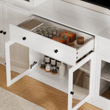 RichYa 4-Piece TV Stand for TVs up to 75”,Entertainment Center with Bookshelves for TVs,TV Stand Cabinets with 2 Drawers for Living Room,White