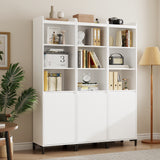 RichYa 71"H Narrow Bookcase with Door,3 Cubes Display Bookshelves,5 Tier Storage Cabinet with Metal Leg for Office,Living Room,White