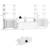 RichYa 3-Piece Entertainment Center with Bookshelves, TV Stand for TVs up to 60” with Bottom Storage Drawers for Living Room,White