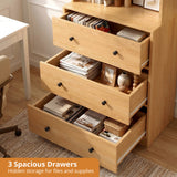 RichYa 71'' Tall Bookcase with 3 Drawers,3 Tier Display Bookshelves for Home Office,Living Room,White