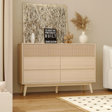 RichYa Fluted Dressers for Bedroom 7 Drawer, Chest of Drawers with Handle Free Design,Wood TV Stand Dresser