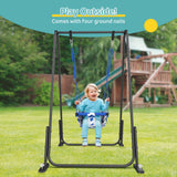 Slevoo 2-in-1 Baby Swing Outdoor, Baby Jumpers and Bouncers with for 6 Months to 6 Years with Portable Quick Foldable Stand, Easy Setup, Adjustable Strap, Soft Padded Seat, Gray