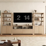 RichYa 3-Piece Entertainment Center with Bookshelves, TV Stand for TVs up to 60” with Bottom Storage Drawers for Living Room,White