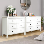 RichYa 6 Drawer Dresser for Bedroom,Chest of Drawers with Metal Knobs,Dresser for Closet,White