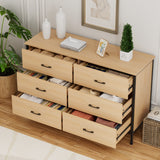 RichYa 47.3'' Drawer Dresser Chest of 6 Storage Drawers for Bedroom, Living Room, Hallway, Oak