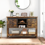 RichYa 46" Farmhouse Entryway Table with Sliding Barn Doors, Console Table for Living Room, Brown