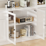 RichYa 4Pcs Kitchen Pantry Storage Cabinet Set,Modular Furniture Cabinets with Drawers,Sideboard Buffet Cabinet with Glass Doors for Dining Room,White