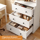 RichYa 71'' Tall Bookcase with 3 Drawers,3 Tier Display Bookshelves for Home Office,Living Room,White