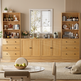 RichYa 4Pcs Kitchen Pantry Storage Cabinet,Modular Furniture Cabinets with Drawers,Hutch Buffet Cabinet with Doors for Dining Room,White