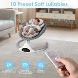 Baby Swing for Infants - Electric Infant Swing with 3 Swing Speeds and 10 Lullabies, Portable Indoor Baby Rocker, Touch Screen Control and Remote Control, Bluetooth, Grey