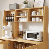 RichYa 59.6"H Kitchen Pantry Cabinet with Countertop & Tapered Legs,Freestanding Hutch Storage Cabinet with Glass Door & Adjustable Shelves for Dining Room,Light Wood